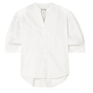 Saloni Crisp White Tavi Cotton Poplin Blouse Size 4